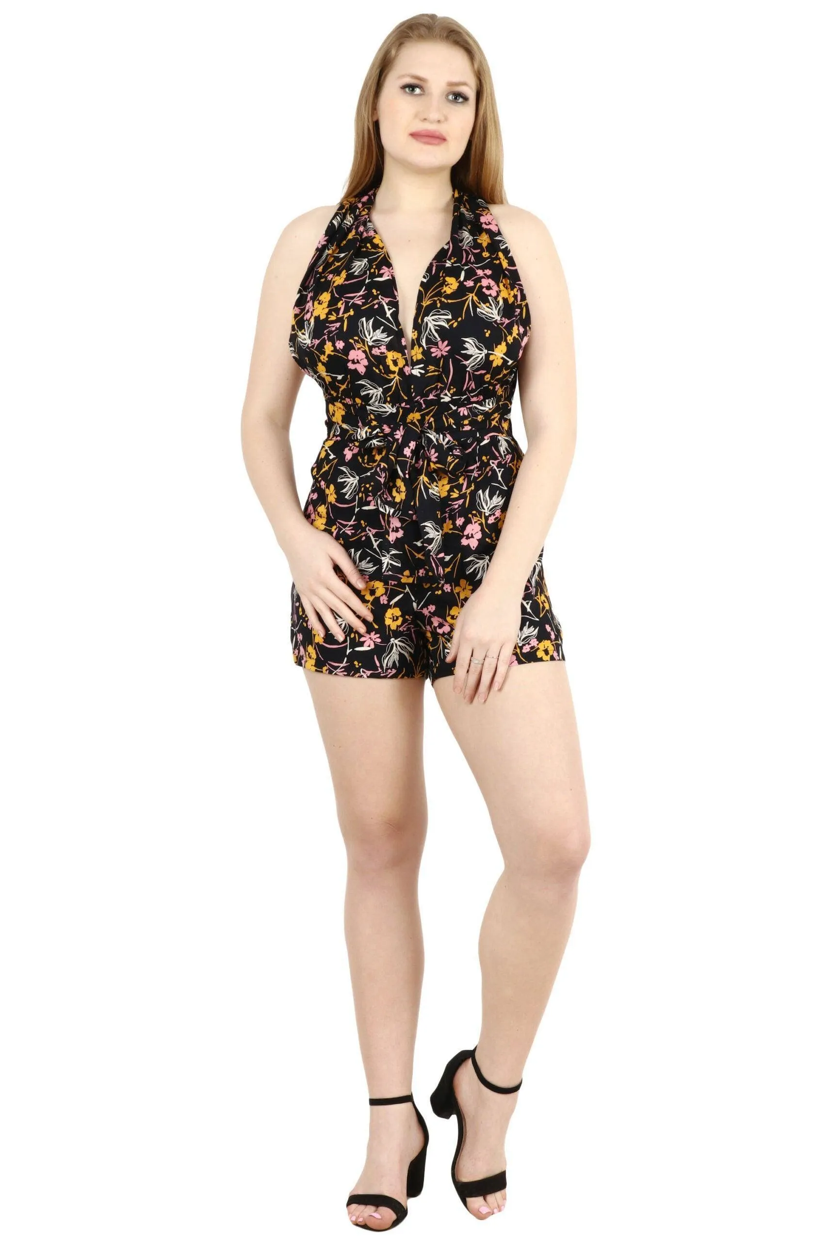 Black Floral Printed Multiway Wear Playsuit