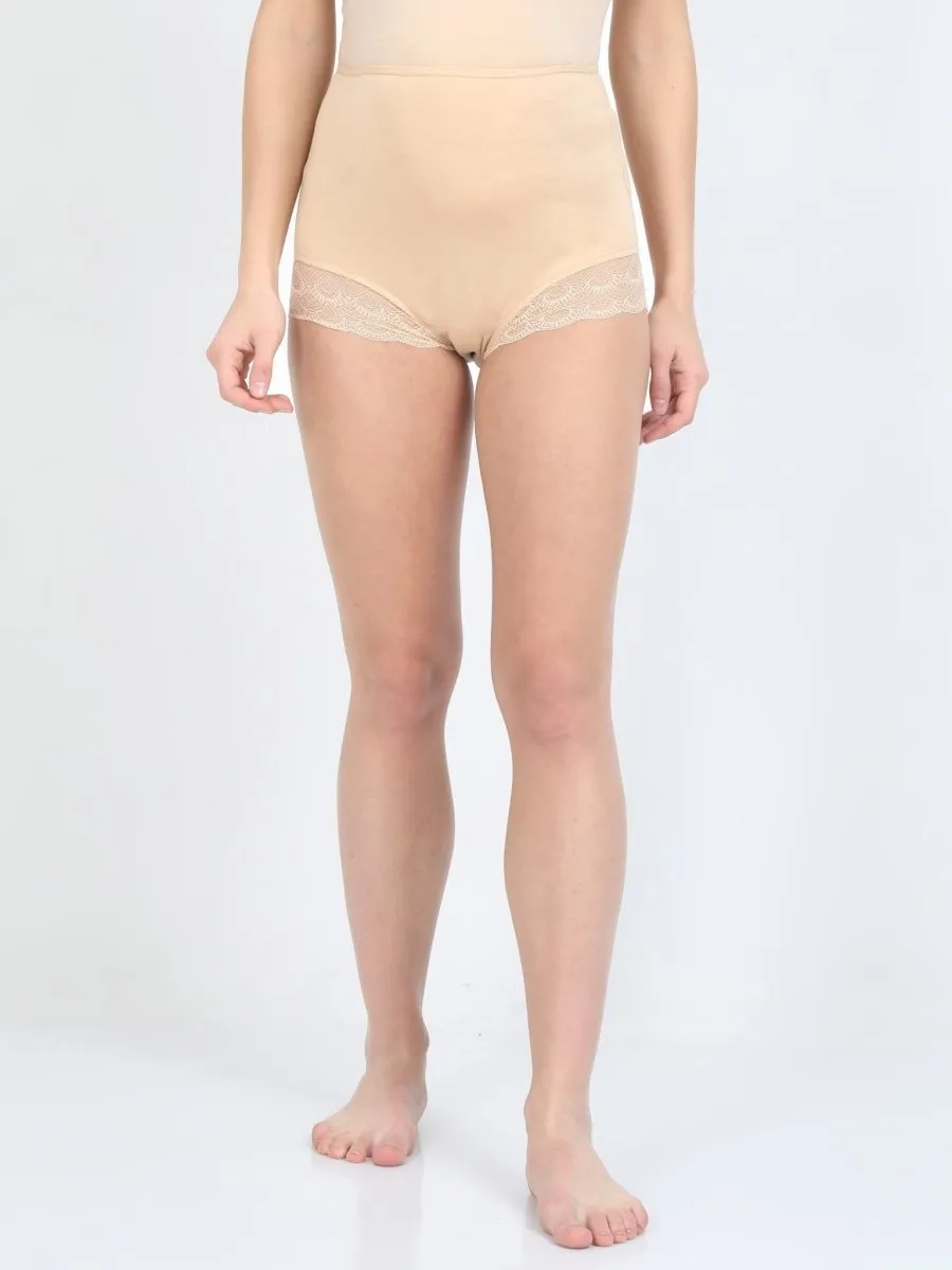 Combo of  Beige Maternity Over belly High Waist Lace Panty and Maternity Nursing Sleep Bra