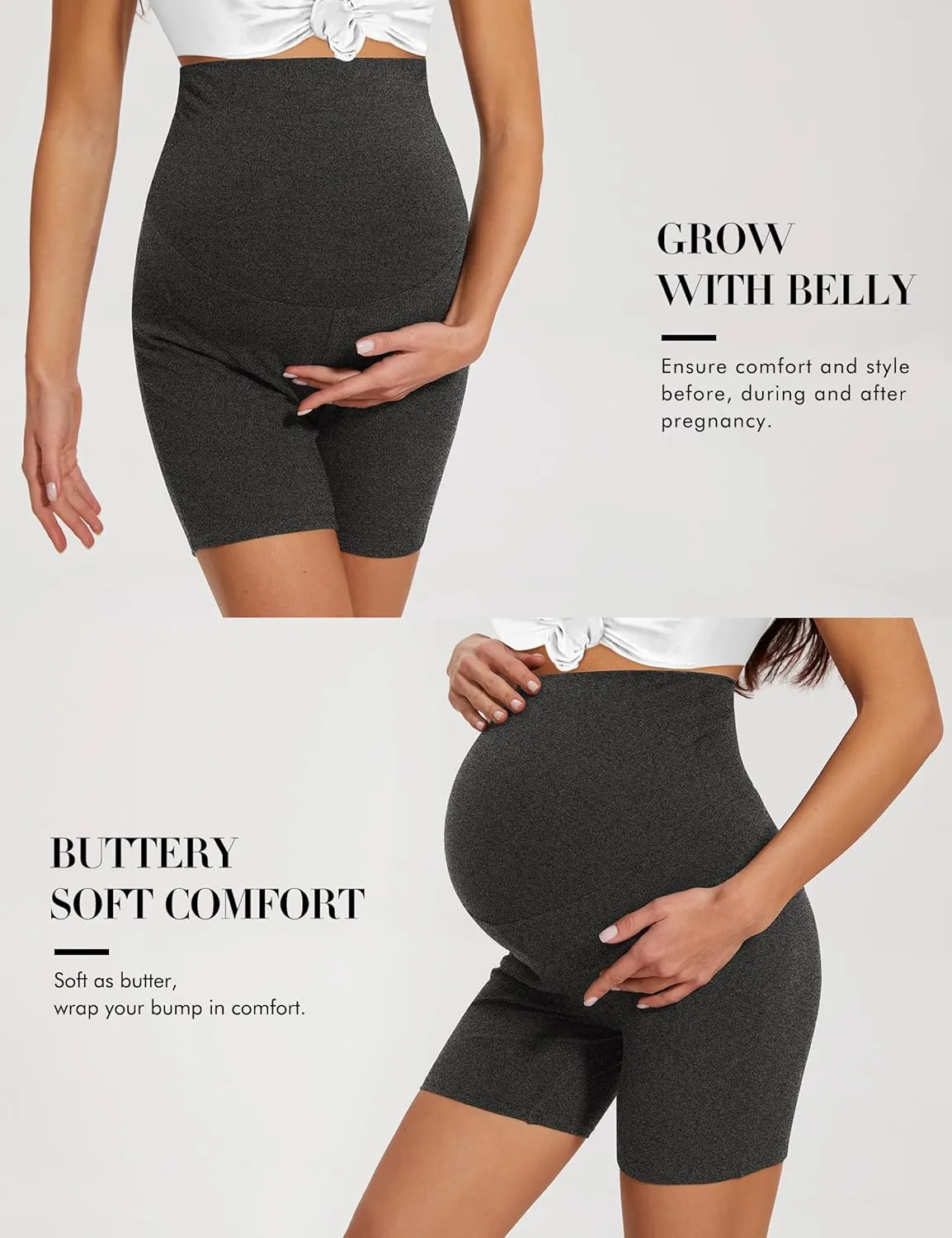 KIM S Buttery Soft High Waisted Maternity Biker Shorts - Workout Yoga Active Maternity Shorts