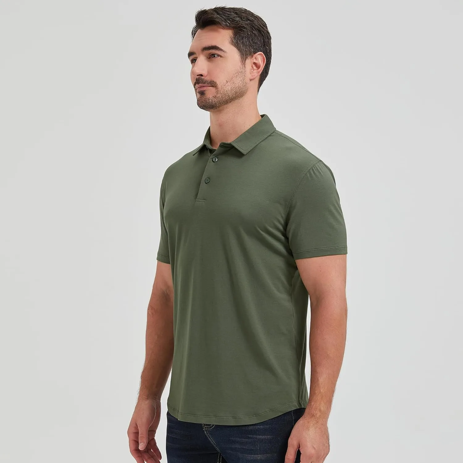 netdraw Mens Lightweight Bamboo Viscose Polo Ultra Soft Curved Hem UPF 50  Casual Collared Golf Shirt