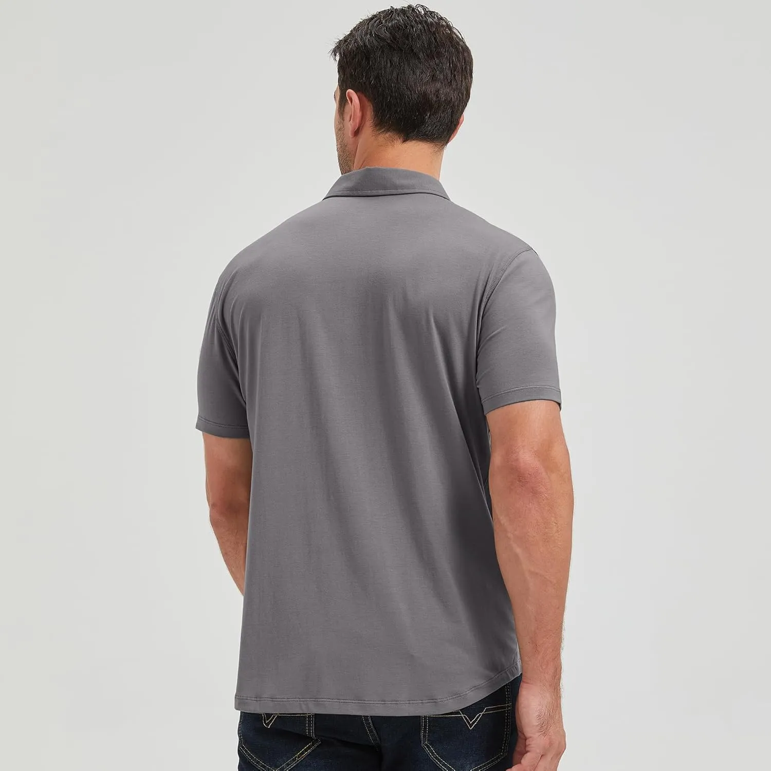 netdraw Mens Lightweight Bamboo Viscose Polo Ultra Soft Curved Hem UPF 50  Casual Collared Golf Shirt
