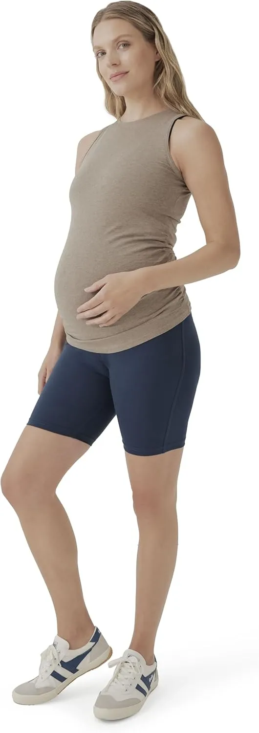 Pact Women's Made with Organic Cotton Maternity Bike Shorts Stretch Waistband Mid-Thigh Length