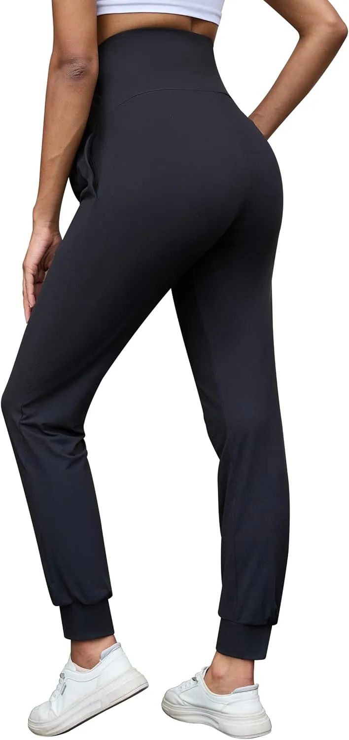 Peauty Buttery Soft Maternity Jogger Pants with Cuffed Tapered Legs, Over The Belly Design for Lounge & Active Wear