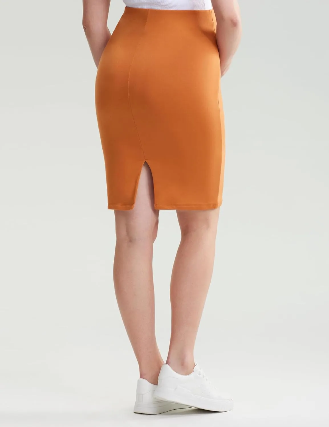 POSHDIVAH Women's Maternity Skirt Over The Belly Midi High Waisted Solid Stretchy Pregnancy Pencil Skirt