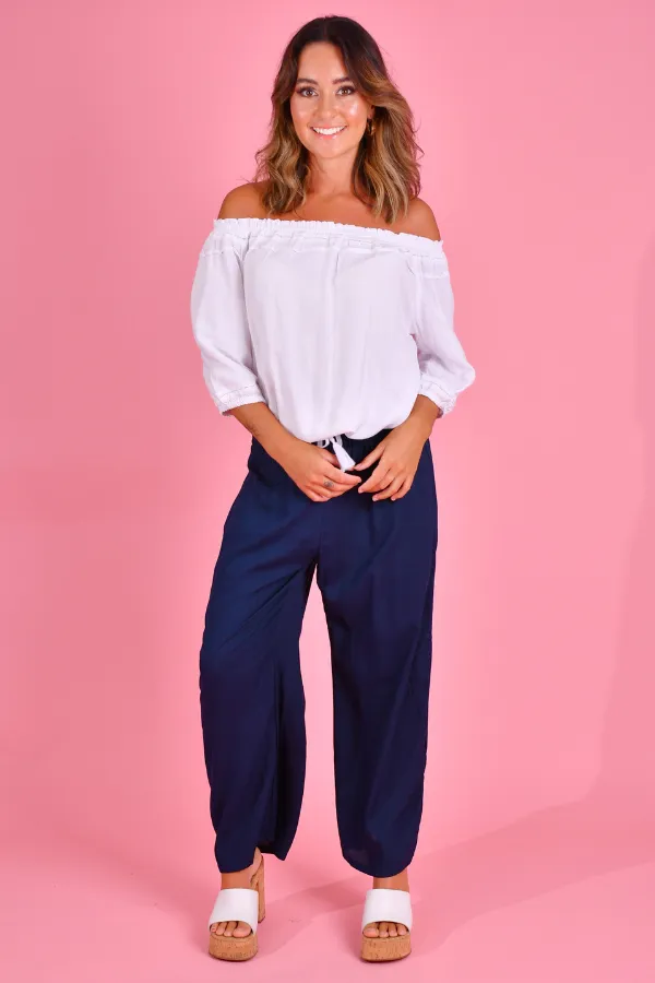 VGLP067 - LONG ROUCHED PANTS - NAVY
