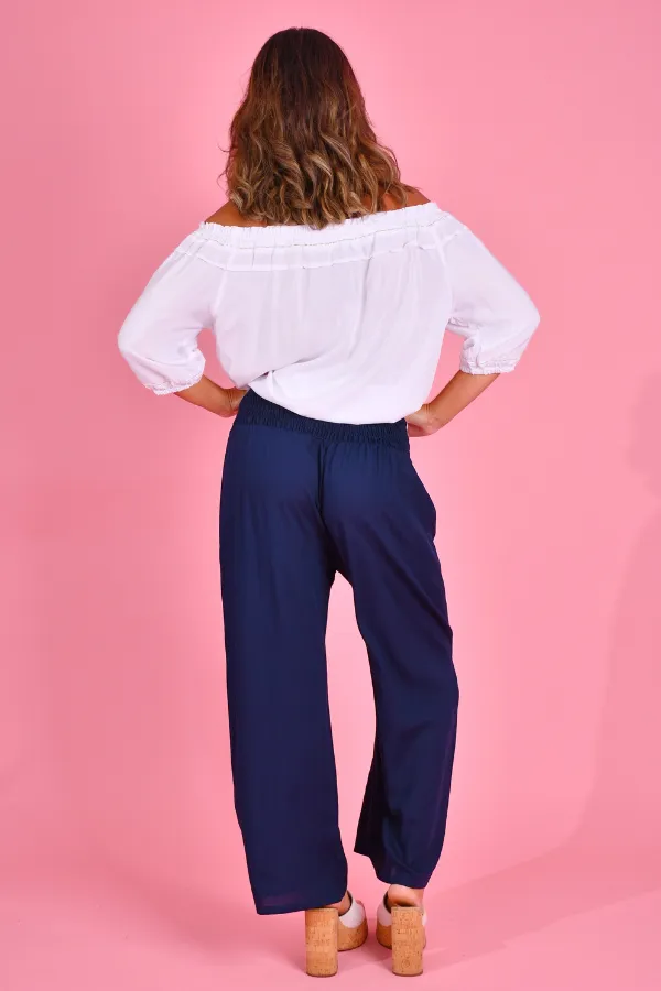 VGLP067 - LONG ROUCHED PANTS - NAVY