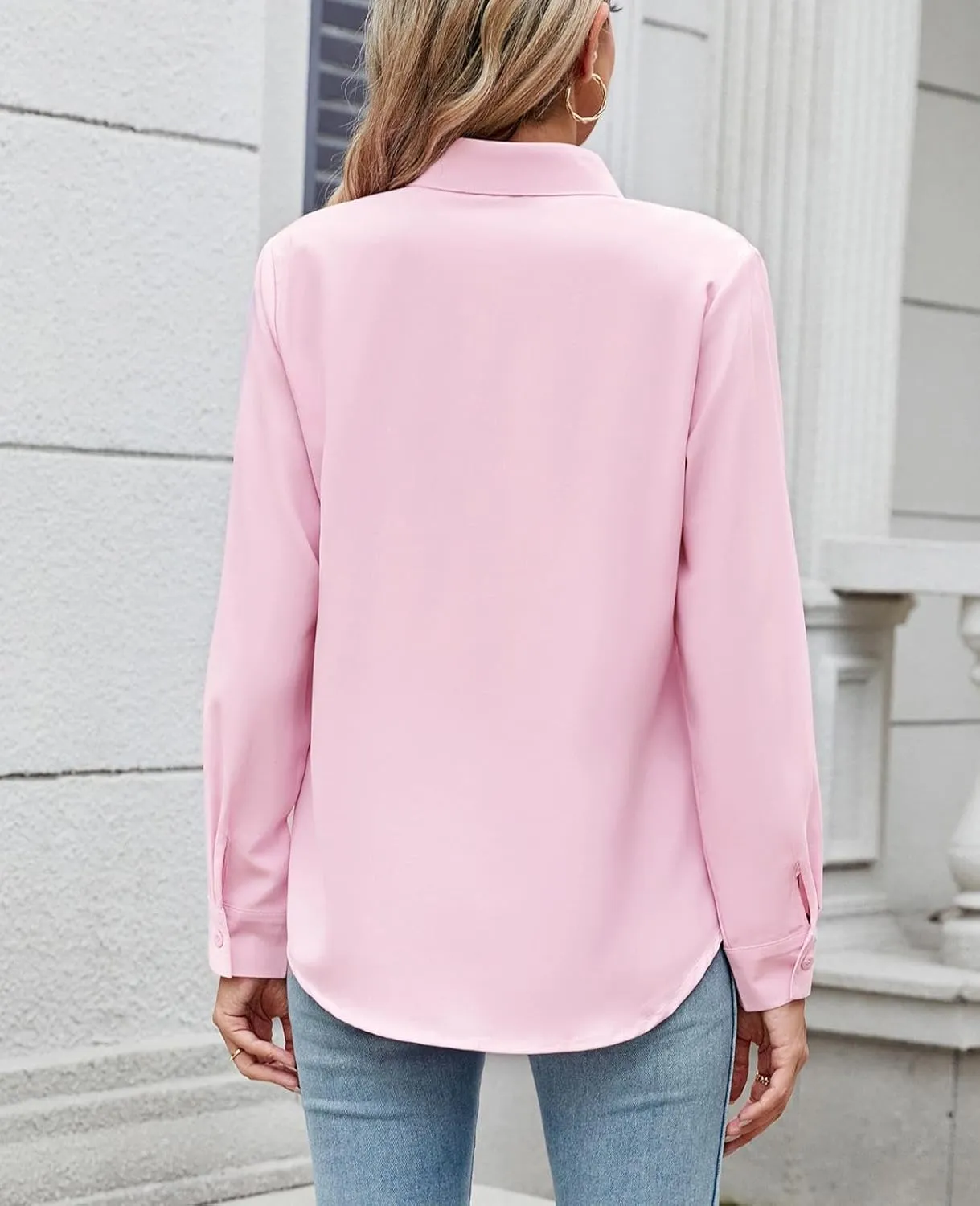 Womens Long Sleeve Button Down Shirt Ultra-Soft Stretch Wrinkle-Free Work Casual Business Office Blouse